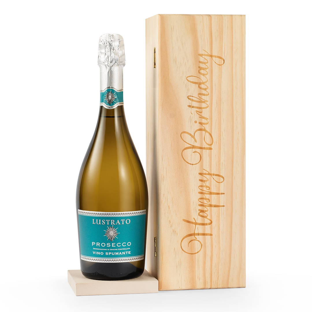 Happy Birthday Prosecco in Wooden Gift Box