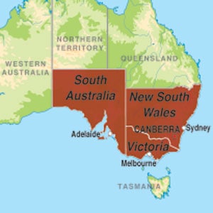 Map showing South Eastern Australia