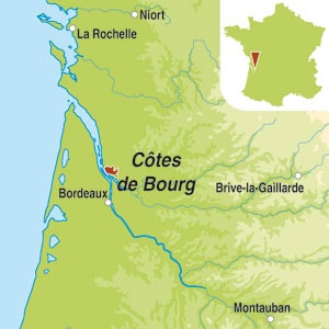Map showing Cotes de Bourg AOC