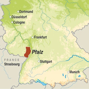 Map showing Pfalz Qualitätswein