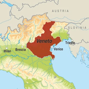 Map showing DOP Friuli