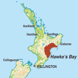 Map showing Hawke's Bay