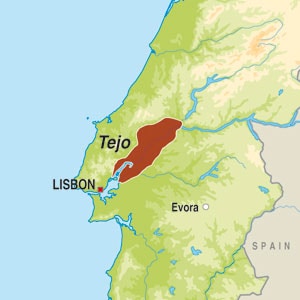 Map showing Vinho regional Tejo