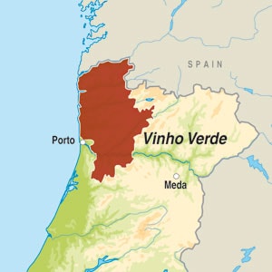 Map showing Vinho Verde DO